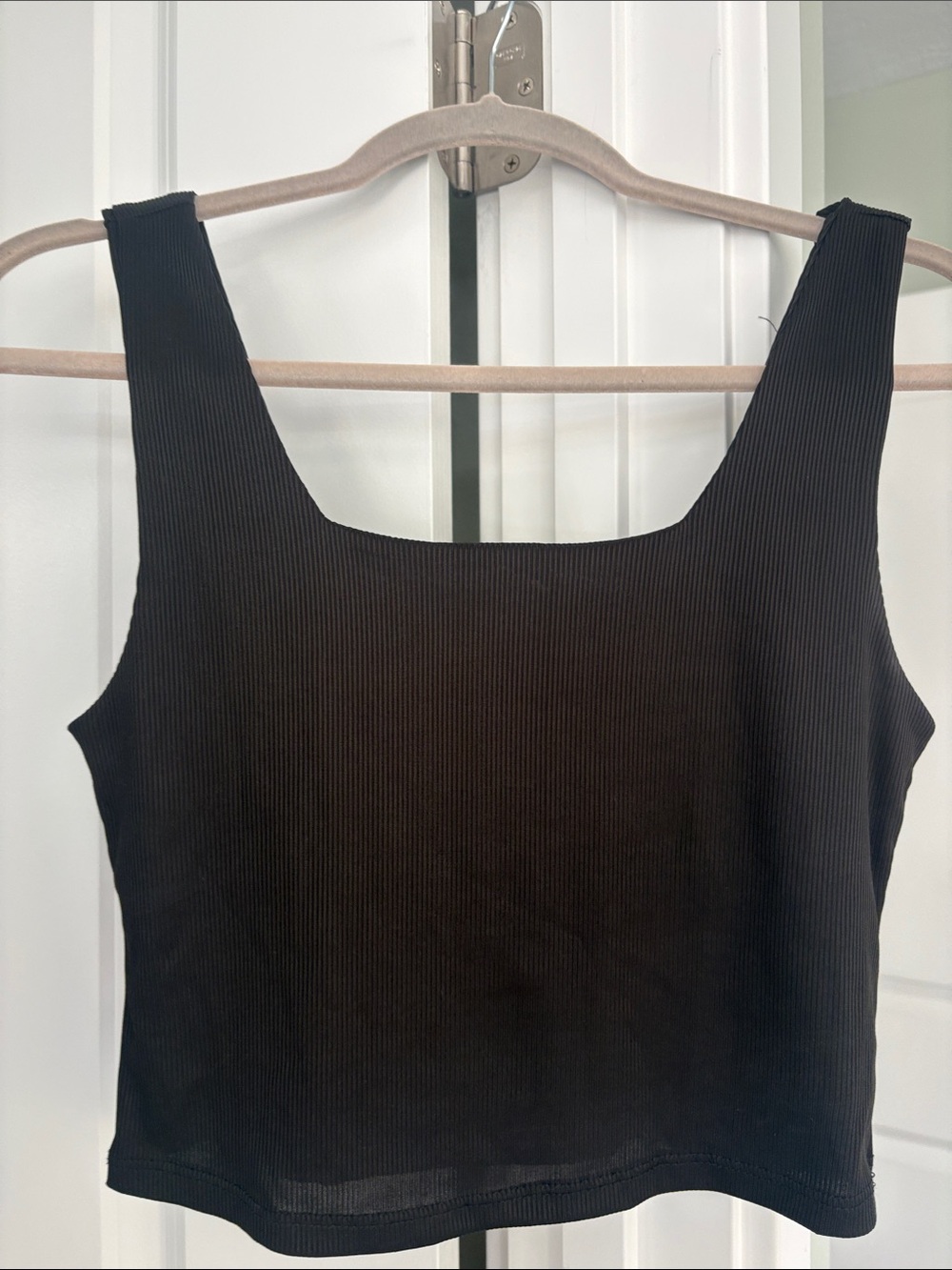 Ribbed Black Square-Neck Crop Top